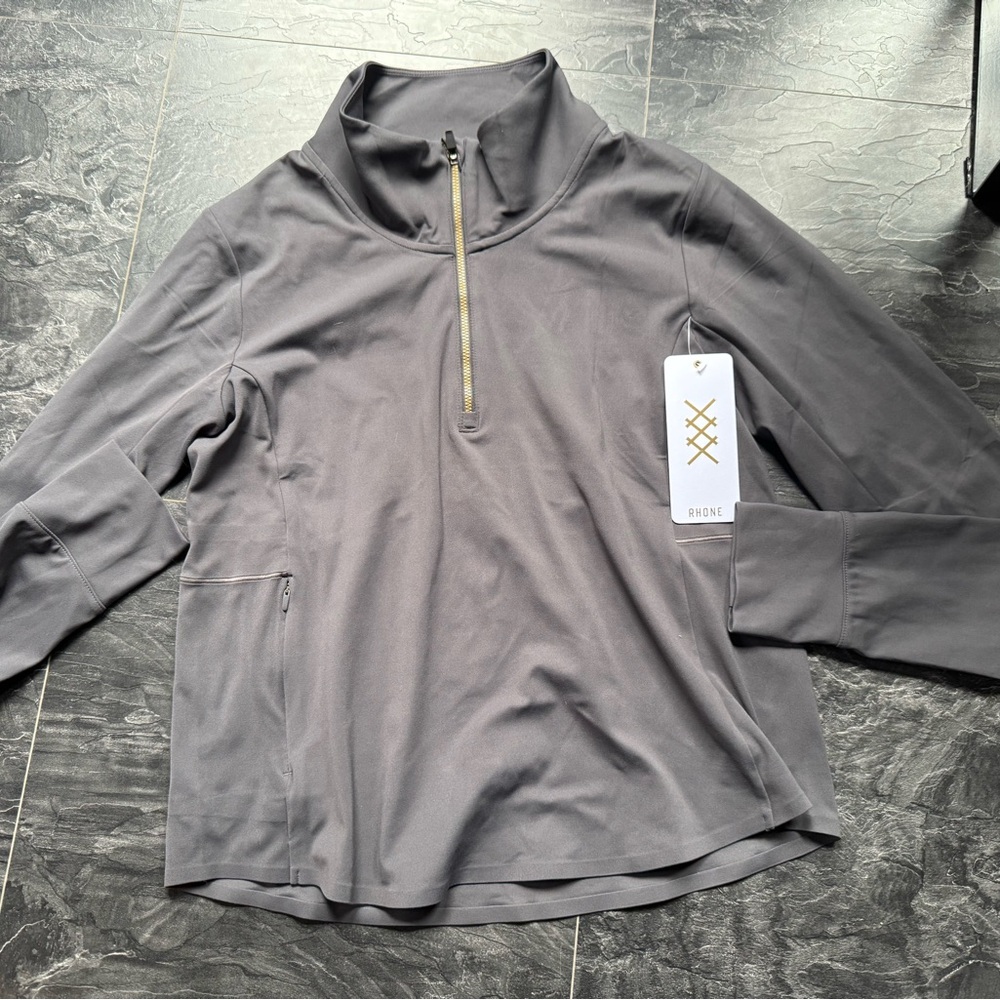 NWT RHONE Charcoal Quarter-Zip Pullover